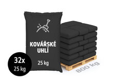 Černé kovářské uhlí pytlované, 800 kg